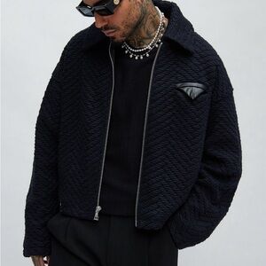 Fashion Nova Black Bomber Jacket with Quilted Design